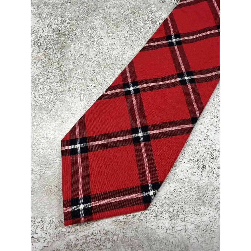 Tommy Hilfiger Cotton Tie Mens One Size Red‎ Tartan 100% Cotton Necktie